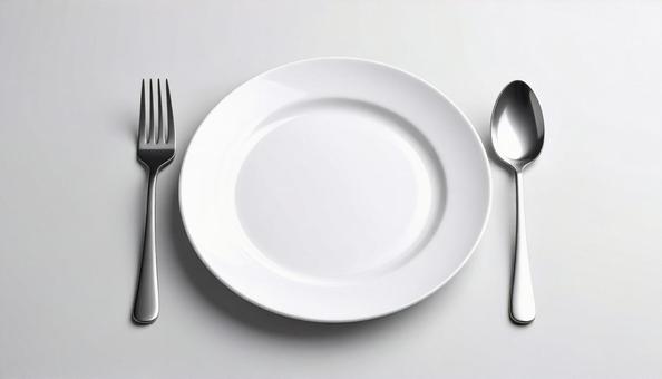 食器 白い皿 フォーク スプーン 食器 白い皿 フォーク スプーンの写真