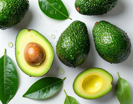 アボカド カット断面 白背景 アボカド カット断面 白背景の写真