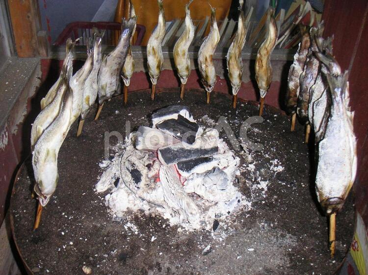 鮎の塩焼き、炭火 鮎,鮎の塩焼き,アユの写真素材