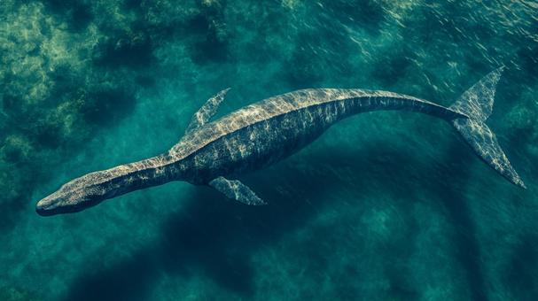 海中のエラスモサウルス1 海中のエラスモサウルス1の写真