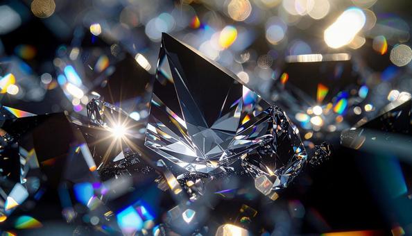 光を反射するカットクリスタルの写真