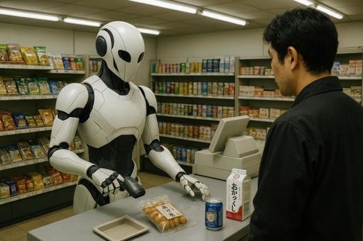 レジ業務を行う接客ロボット レジ業務を行う接客ロボットの写真