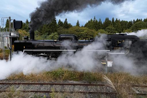 発車したSLばんえつ物語の写真
