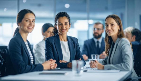 ミーティングをする外国人女性社員 ミーティングをする外国人女性社員の写真