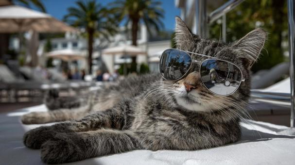 サングラスが似合う、ユーモラスな猫 サングラスが似合う、ユーモラスな猫の写真