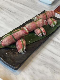 ネギの肉まき ネギの肉まき 食品,肉,食べ物の写真素材