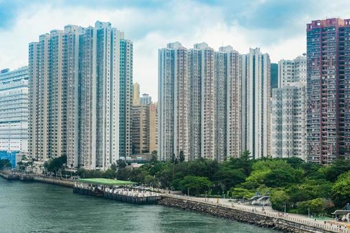 香港・超高層住宅群 香港,都市,高層の写真素材