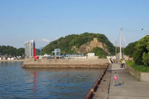 三津浜港からの海の風景 海の風景,三津浜港,梅津寺の写真素材