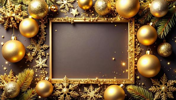 焦げ茶と金のクリスマスフレームの写真