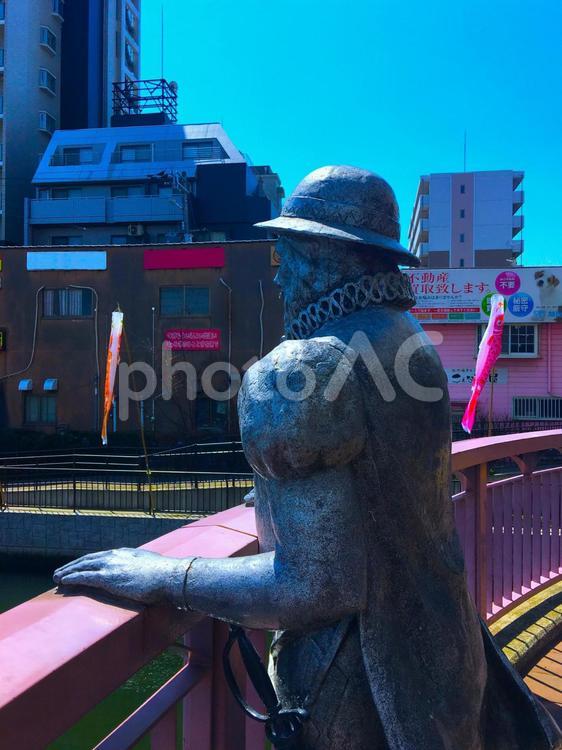 大阪・堺（旧堺港） 堅川の南蛮橋「異人像」 大阪,堺,銅像の写真素材