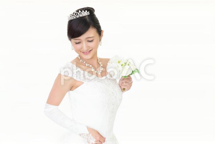 ブーケを持つ美しい花嫁 女性,女,花嫁の写真素材