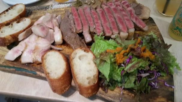 Photo, plat à la viande, boeuf, porc, 