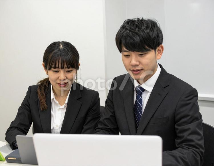 働く男性社員と女性社員のイメージ ビジネス,男性,女性の写真素材