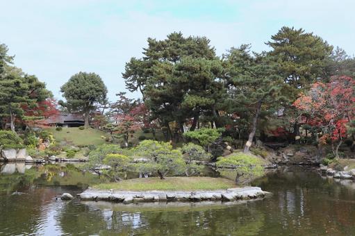 縮景園紅葉 広島県,広島市,名勝の写真素材