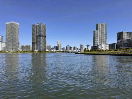 豊洲公園から見た東京の街 2025年春 豊洲公園から見た東京の街 2025年春 豊洲,朝,月島の写真素材