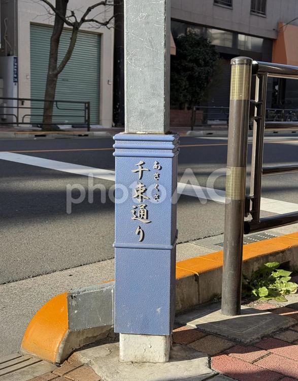 千束通りの風景 電線,千束通り,千束の写真素材