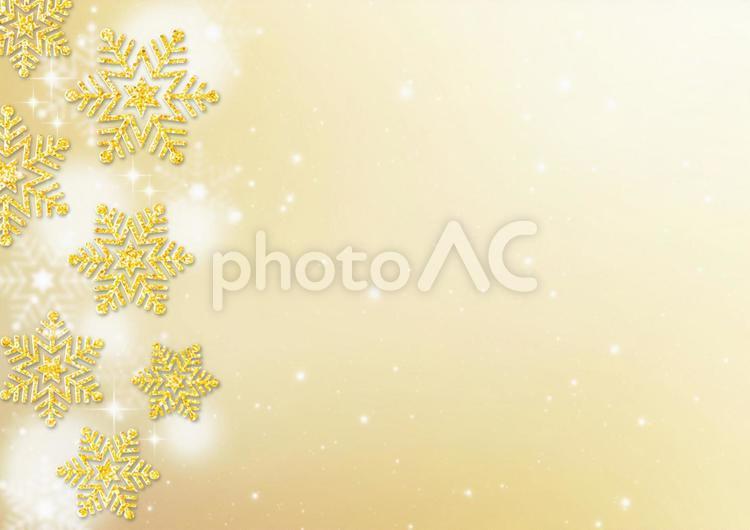 金色のラメの雪の結晶　ふんわりとしたドットと綿雪（金色） 冬,金色,ラメの写真素材