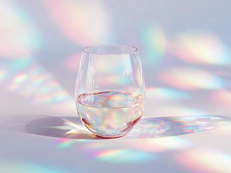 プリズムライトと飲み物が入ったグラス プリズムライトと飲み物が入ったグラスの写真