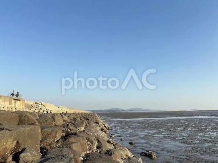 干潮の有明海 海辺,自然,空の写真素材