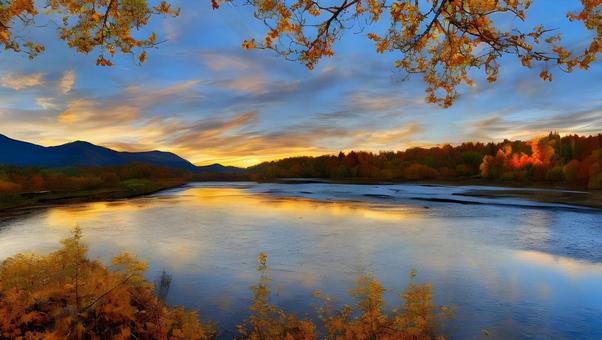 beautiful autumn sunrise, JPG beautiful autumn sunrise, autumn, chuan, nostalgic, JPG