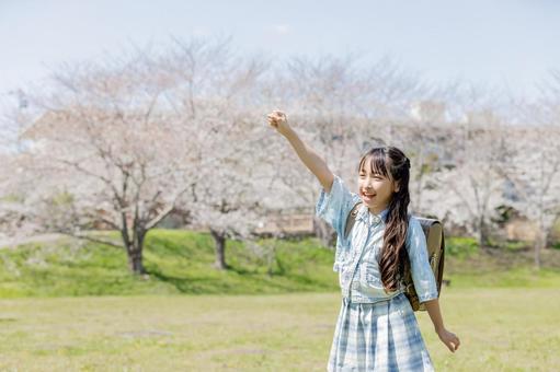 Elementary school students cheering, JPG