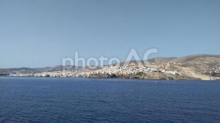 ギリシャのフェリーから見た景色 ギリシャ,フェリー,ブルースターの写真素材