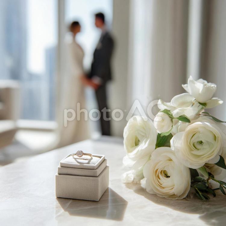新たな始まりを告げる輝く指輪と二人 婚約指輪,結婚指輪,プロポーズの写真素材