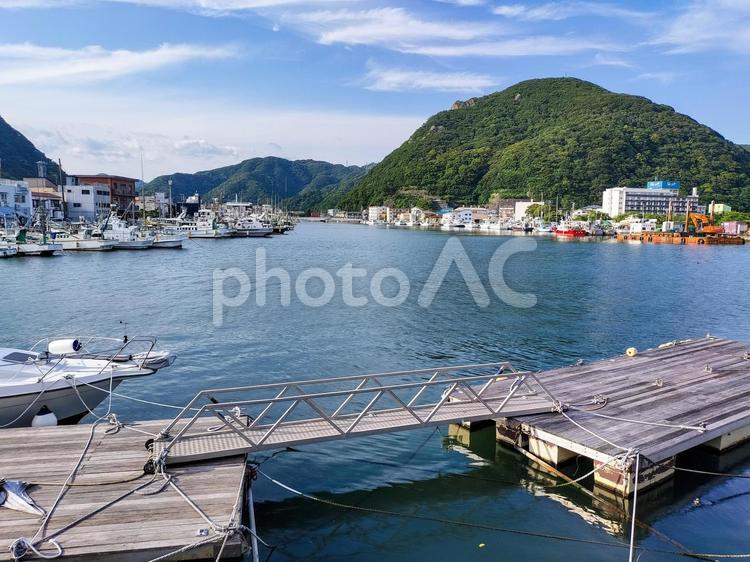 稲生沢川沿いの下田港と寝姿山の眺め 下田港,寝姿山,稲生沢川の写真素材