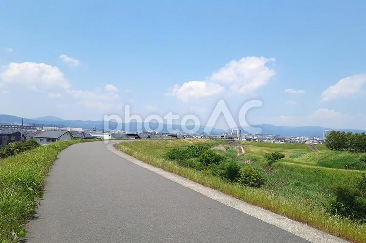 快晴の綺麗な田舎風景① 自然,風景,雲の写真素材