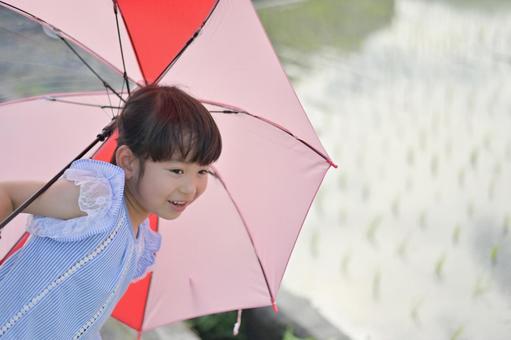 Umbrella and smiling girl Summer 5, mưa, mùa mưa, ô, JPG