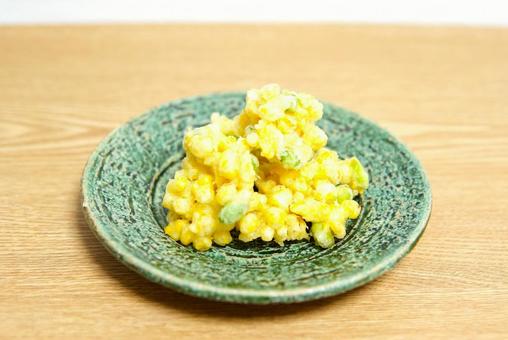 Corn and soybean tempura (pulled), corn, corn, edamame, JPG