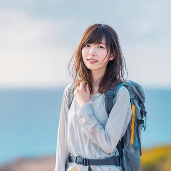 旅をする女性 旅をする女性の写真