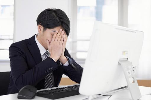 Anxious Japanese male businessman, iş, ofis, bir işadamı, JPG