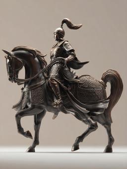 威厳ある騎馬武者のブロンズ像 威厳ある騎馬武者のブロンズ像の写真