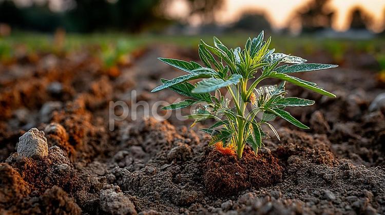 生命力あふれる緑：大地に根差す若い植物 苗,苗木,新芽の写真素材