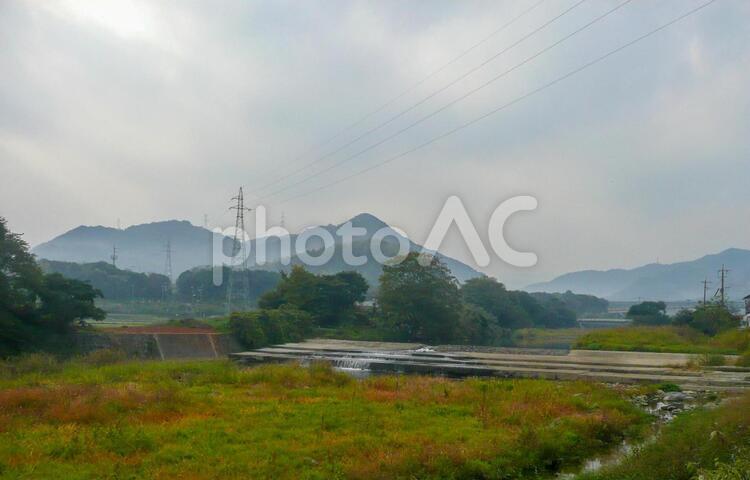 田舎の川と落差工03 川,田舎,落差工の写真素材