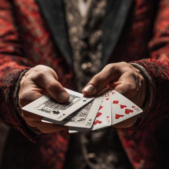 トランプを使ったマジックパフォーマンス トランプを使ったマジックパフォーマンスの写真