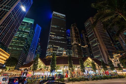 都市夜景 都市夜景,夜景,シンガポールの写真素材