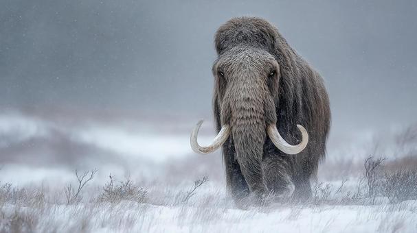 寒冷地に佇むマンモスの姿 寒冷地に佇むマンモスの姿の写真