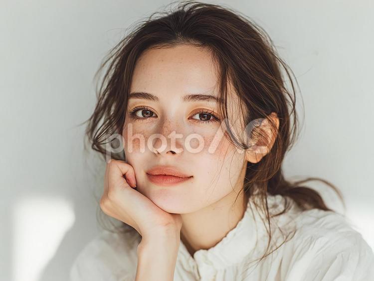 静かで美しい日本人女性の表情 女性,日本人,アジア人の写真素材