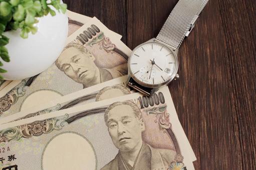 時計と一万円札と観葉植物 時計と一万円札と観葉植物 時計,一万円札,観葉植物の写真素材