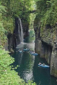 宮崎の高千穂峡 高千穂峡,真名井の滝,宮崎の写真素材