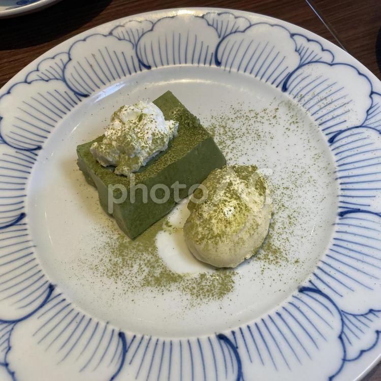 抹茶ムースとバニラアイス 抹茶ムース,抹茶スイーツ,デザートの写真素材