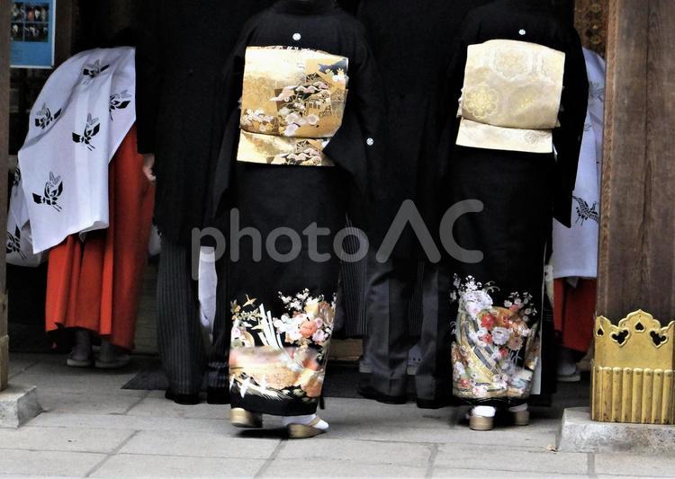 神社での結婚式 留袖,女性,結婚式の写真素材