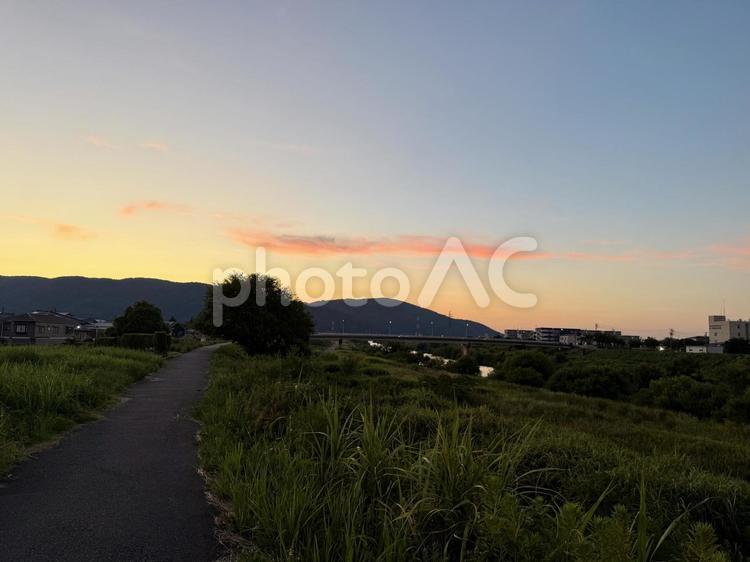 福井の夕暮れ　サンセット田舎 夕日,夕暮れ,サンセットの写真素材
