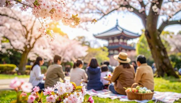 桜の下でピクニック 桜の下でピクニックの写真