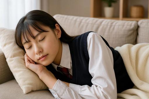 制服女子の昼寝風景 制服女子の昼寝風景の写真