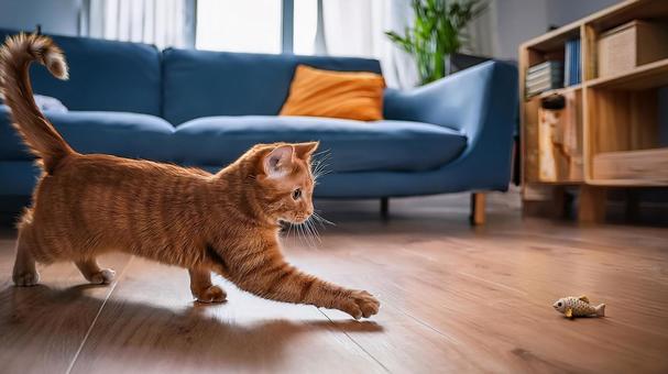 オモチャで遊ぶ猫 オモチャで遊ぶ猫の写真