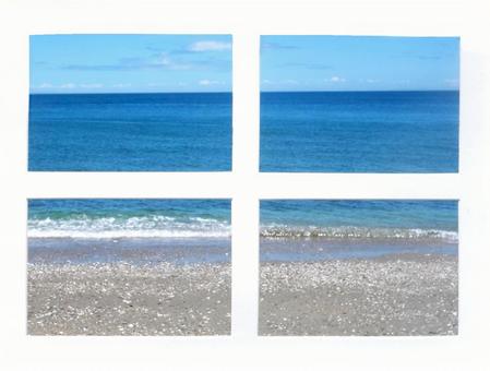 Photo, sea, beach, cross window, 