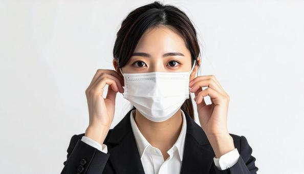 マスクをつける人 マスクをつける人の写真